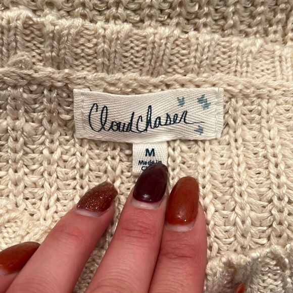 Cream Knit Sweater with Shoulder Cut Outs - Picture 6 of 6